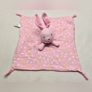 Pink Bunny Lovey Security Blanket Muslin Polka Dot Baby Comforter